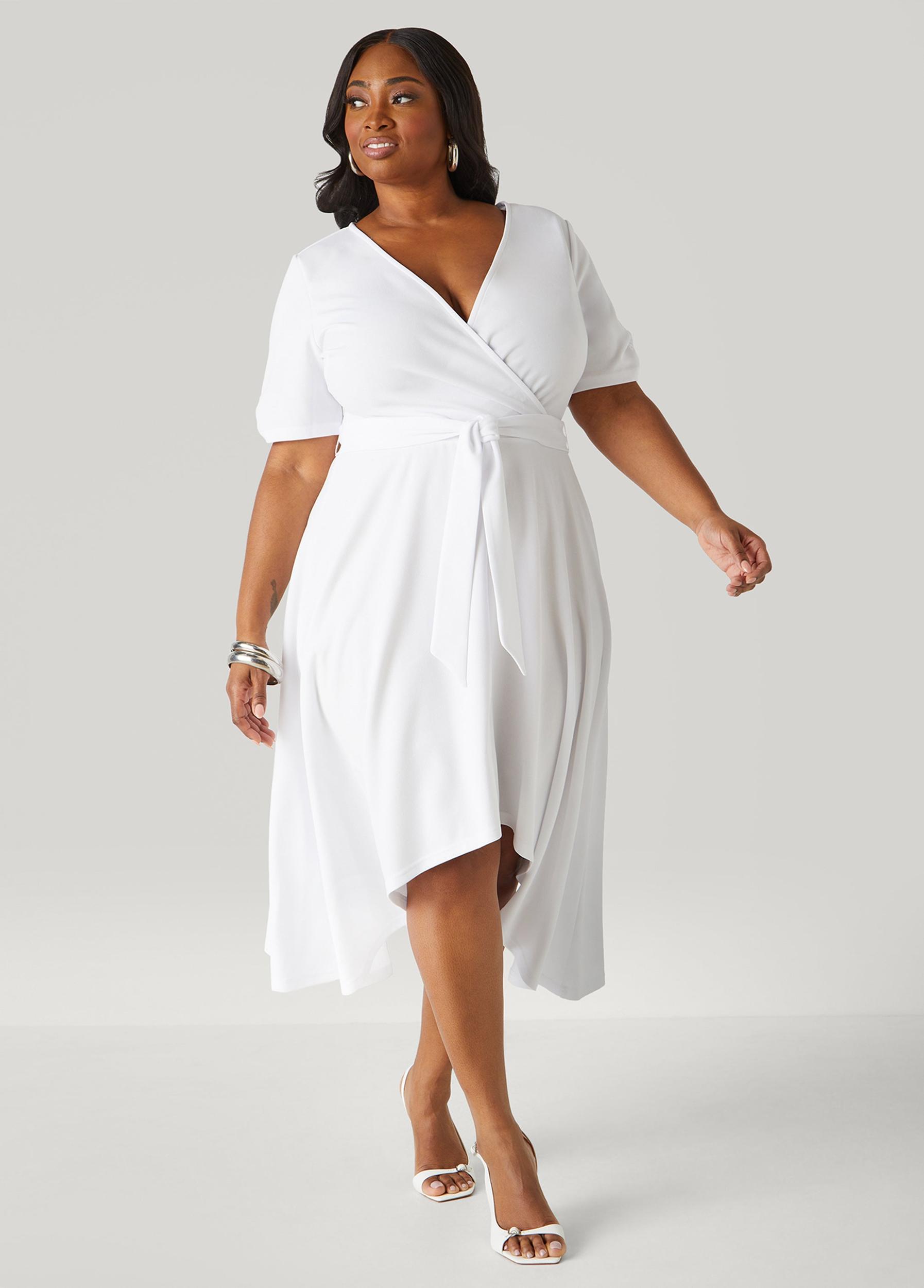 Plus Size Faux Wrap Hi Low Dress Ashley Stewart Product Image