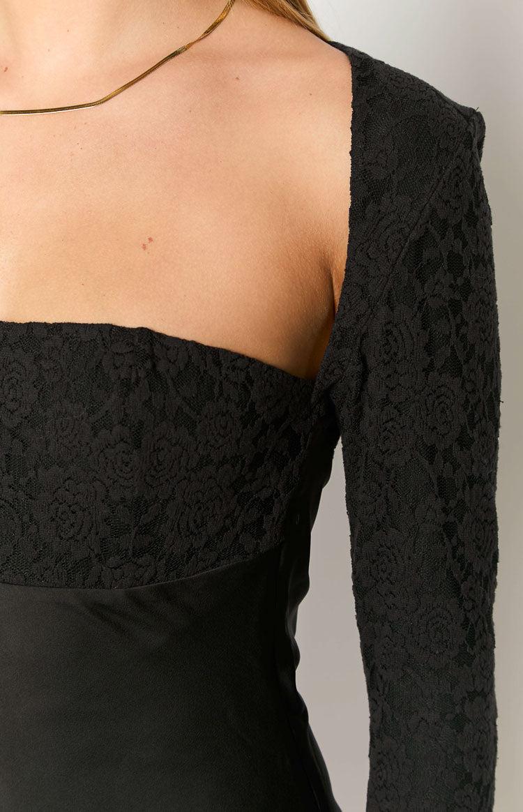 Vanette Black Long Sleeve Mini Dress Product Image