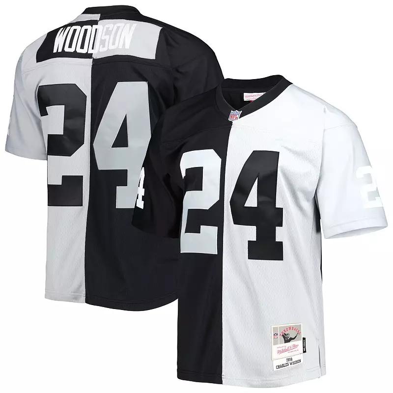 Men's Mitchell & Ness Charles Woodson Black/Silver Las Vegas Raiders 1998 Split Legacy Replica Jersey, Size: XL, Lvr Black Product Image