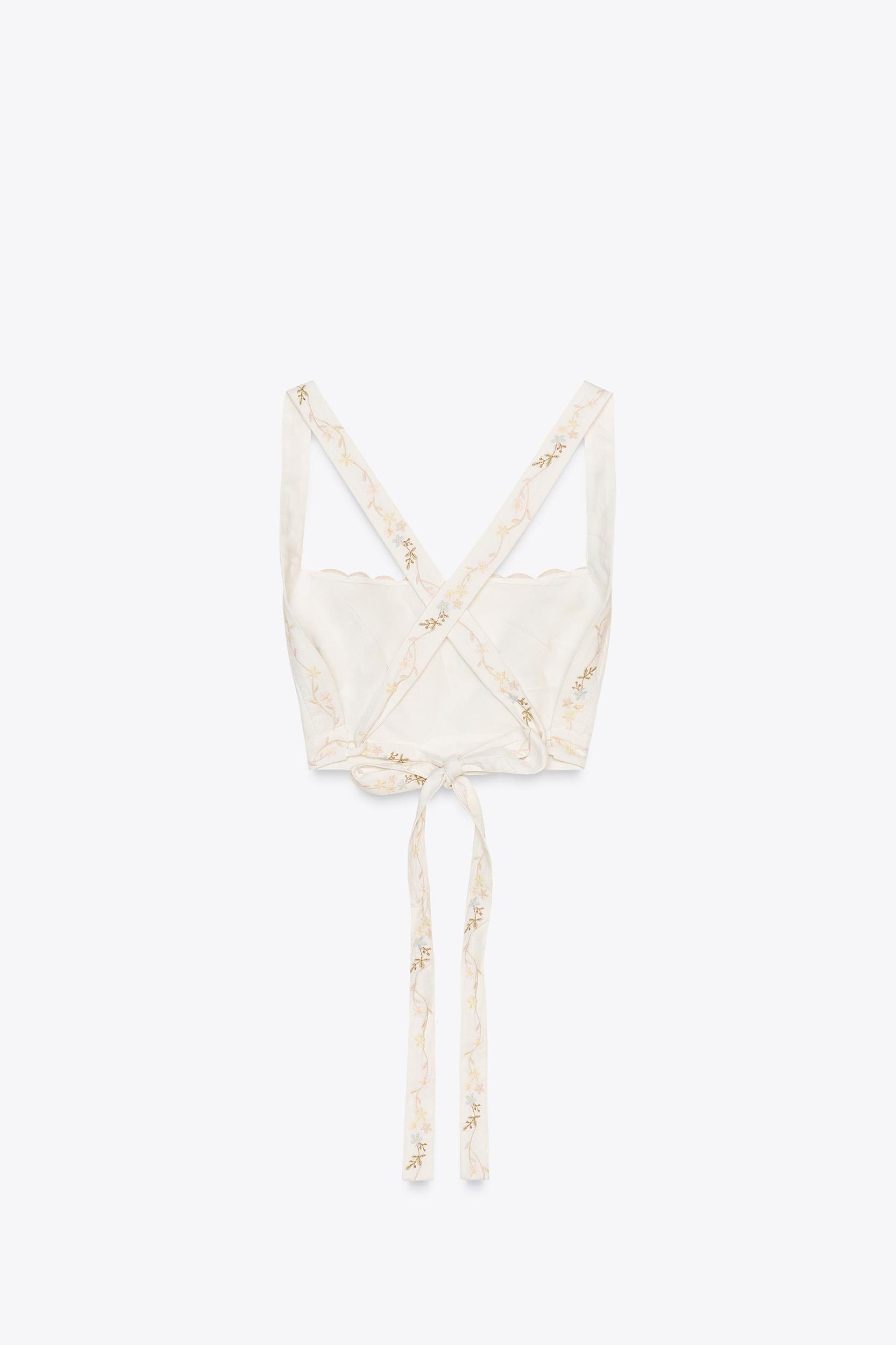 EMBROIDERED FLOWER CROP TOP Product Image