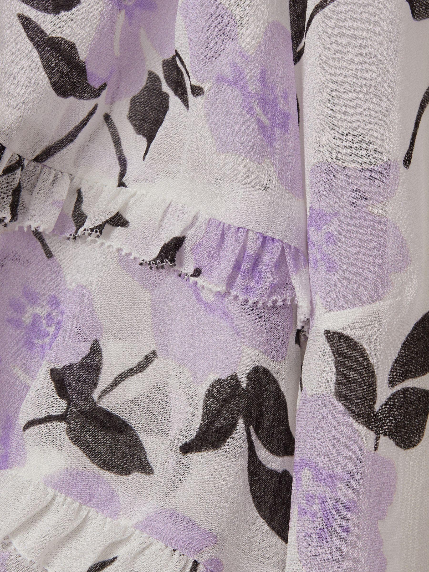 Florere Printed Puff Sleeve Blouse in Lilac Product Image