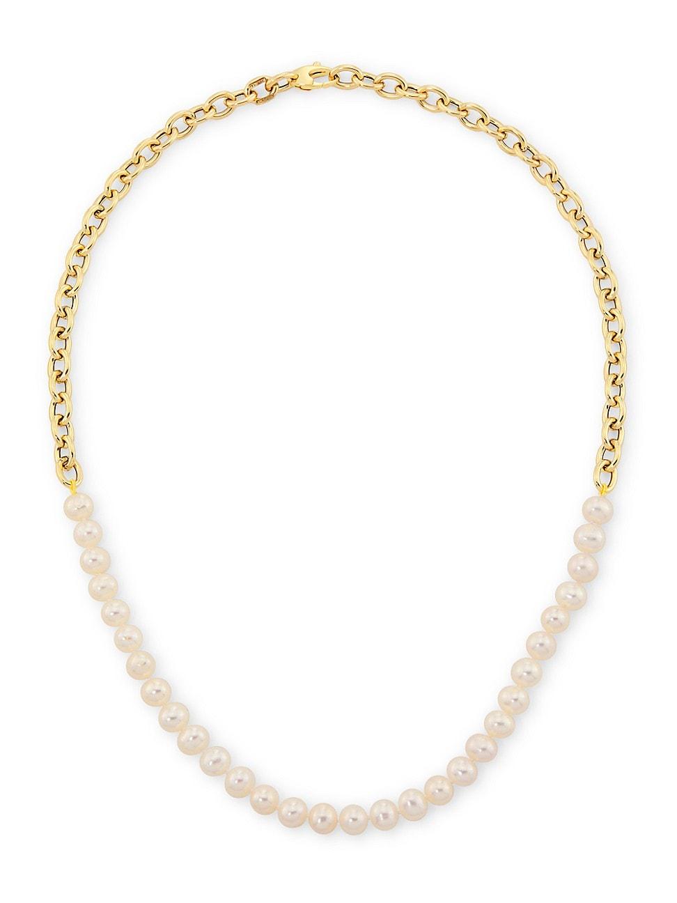 Womens 14K Yellow Gold & Cultured Pearl Necklace Product Image
