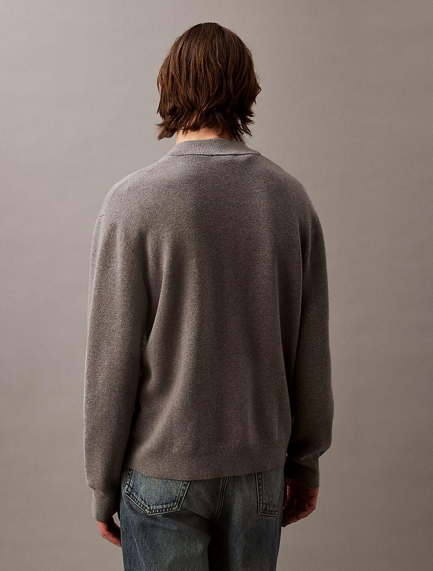 Smooth Cotton Sweater Bomber Jacket Product Image