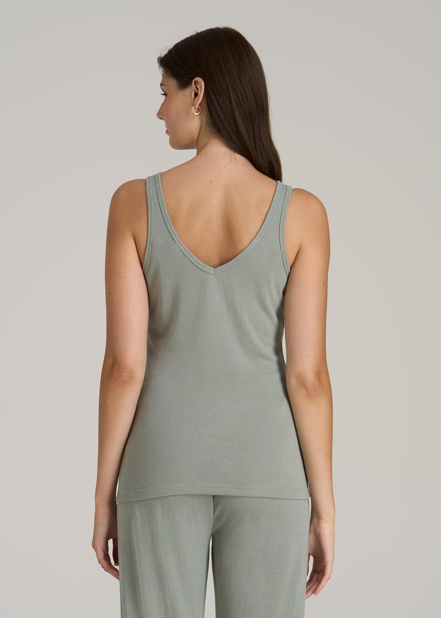 Waffle Tank Top for Tall Women in Seagrass Female Product Image