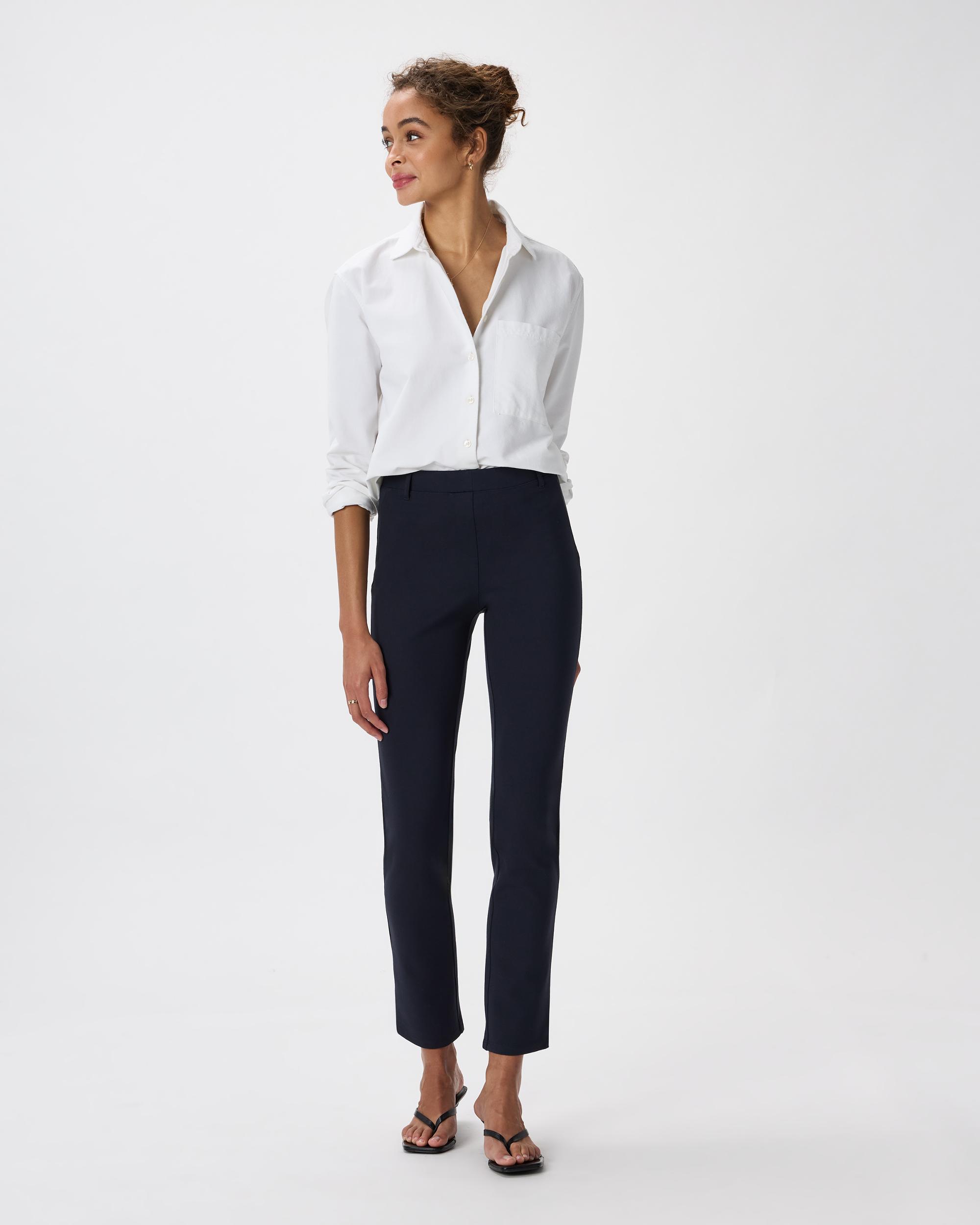 Quince | Women's Ultra-Stretch Ponte Straight Leg Pants Petite Rayon Product Image