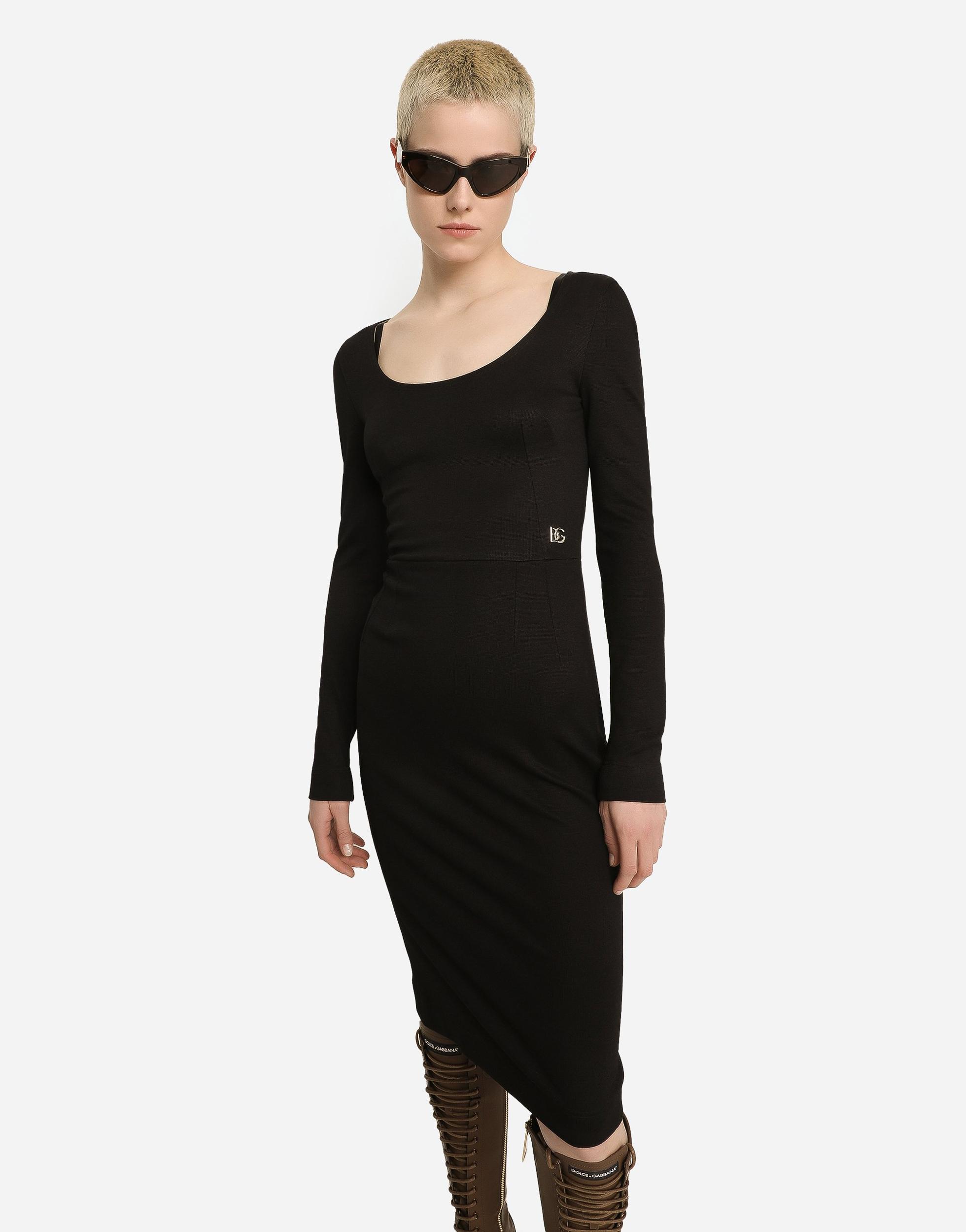 DOLCE & GABBANA Black Milano Midi Dress Product Image