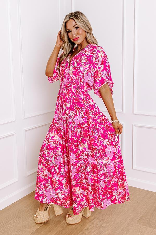 Blossom Breeze Floral Maxi In Hot Pink Product Image