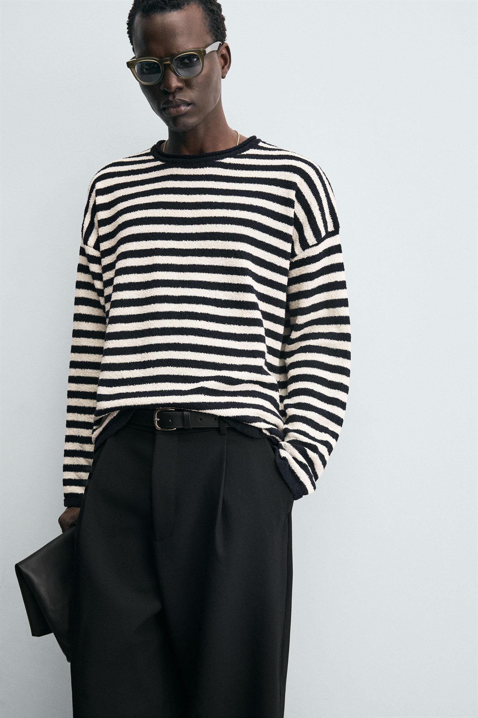 LIGHTWEIGHT STRIPED SWEATER Product Image