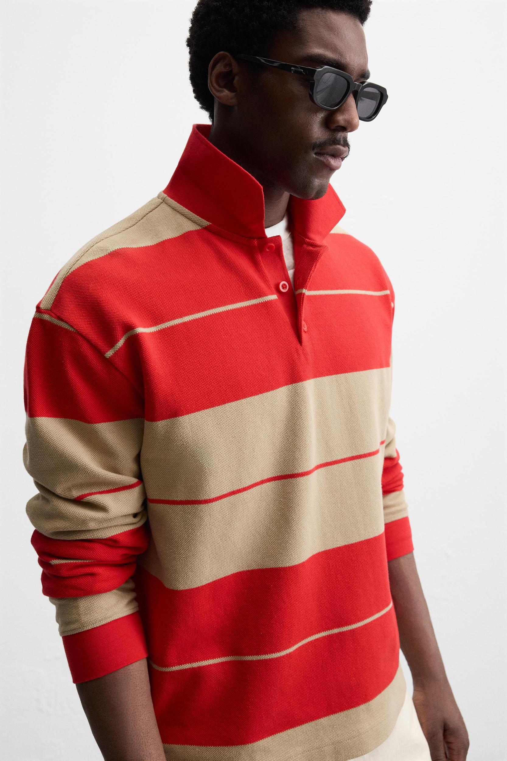 STRIPED PIQUÉ POLO Product Image