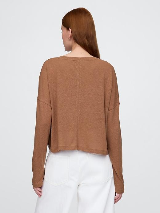Oversized Linen-Blend Swing Top Product Image