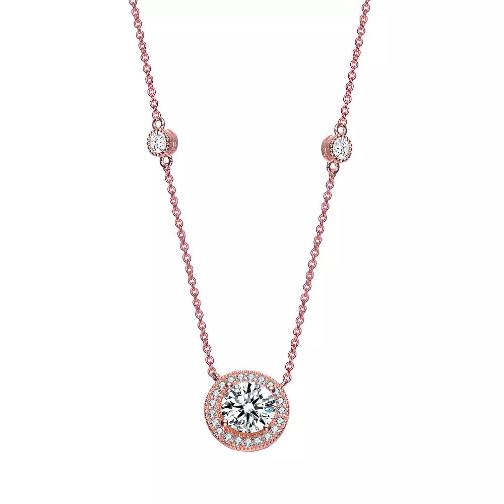 18k Rose Gold Over Sterling Silver Cubic Zirconia Round Necklace, Women's,  Product Image
