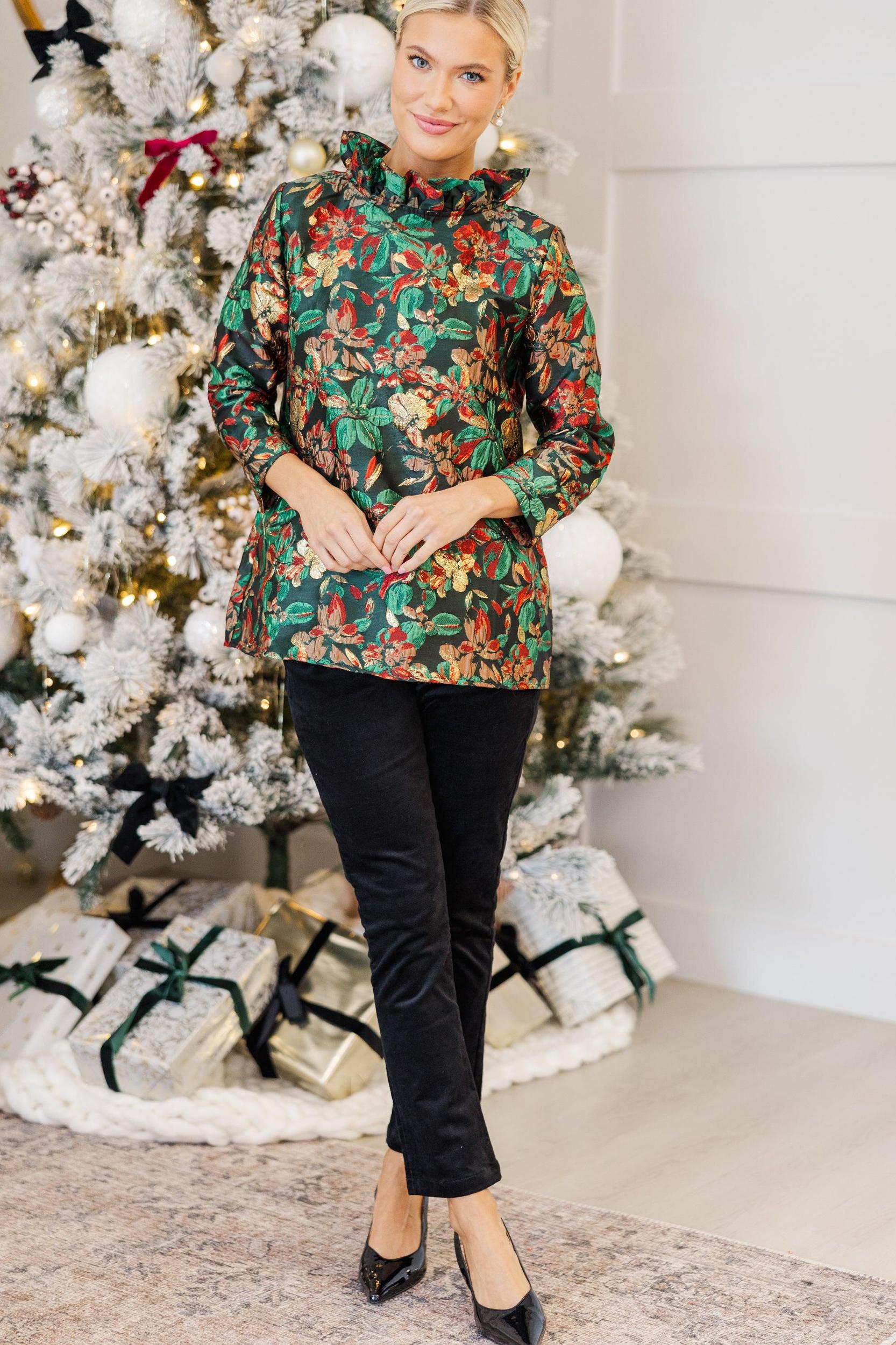 This Is It Emerald Green Floral Blouse Female Product Image