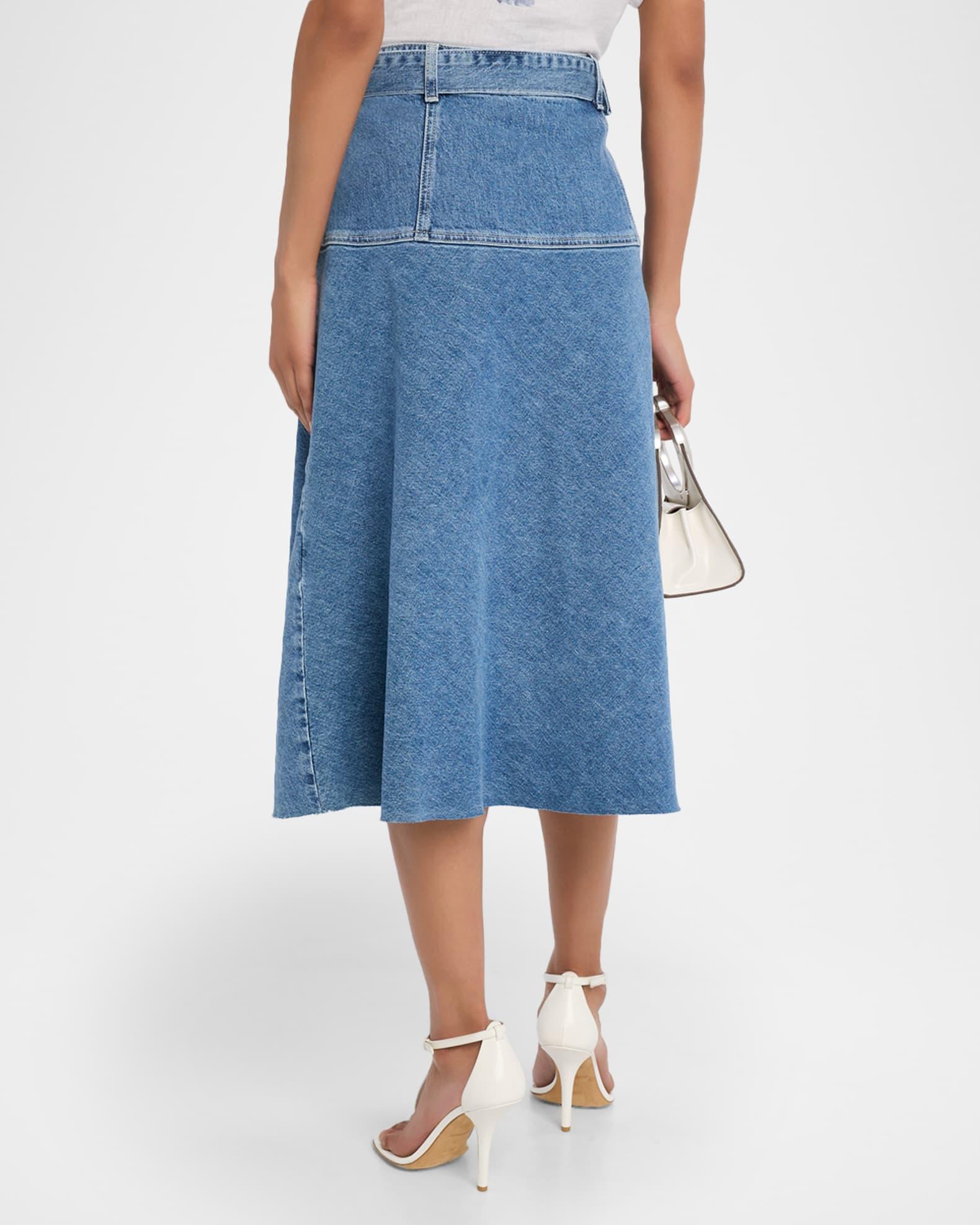 Loma Belted Denim Midi Skirt Product Image