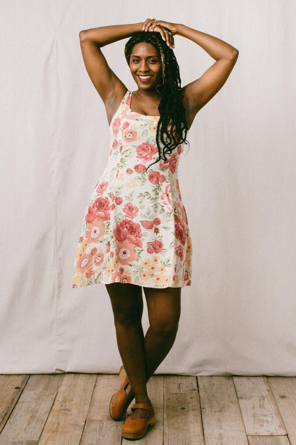 Delana Dress in Peach Floral Product Image