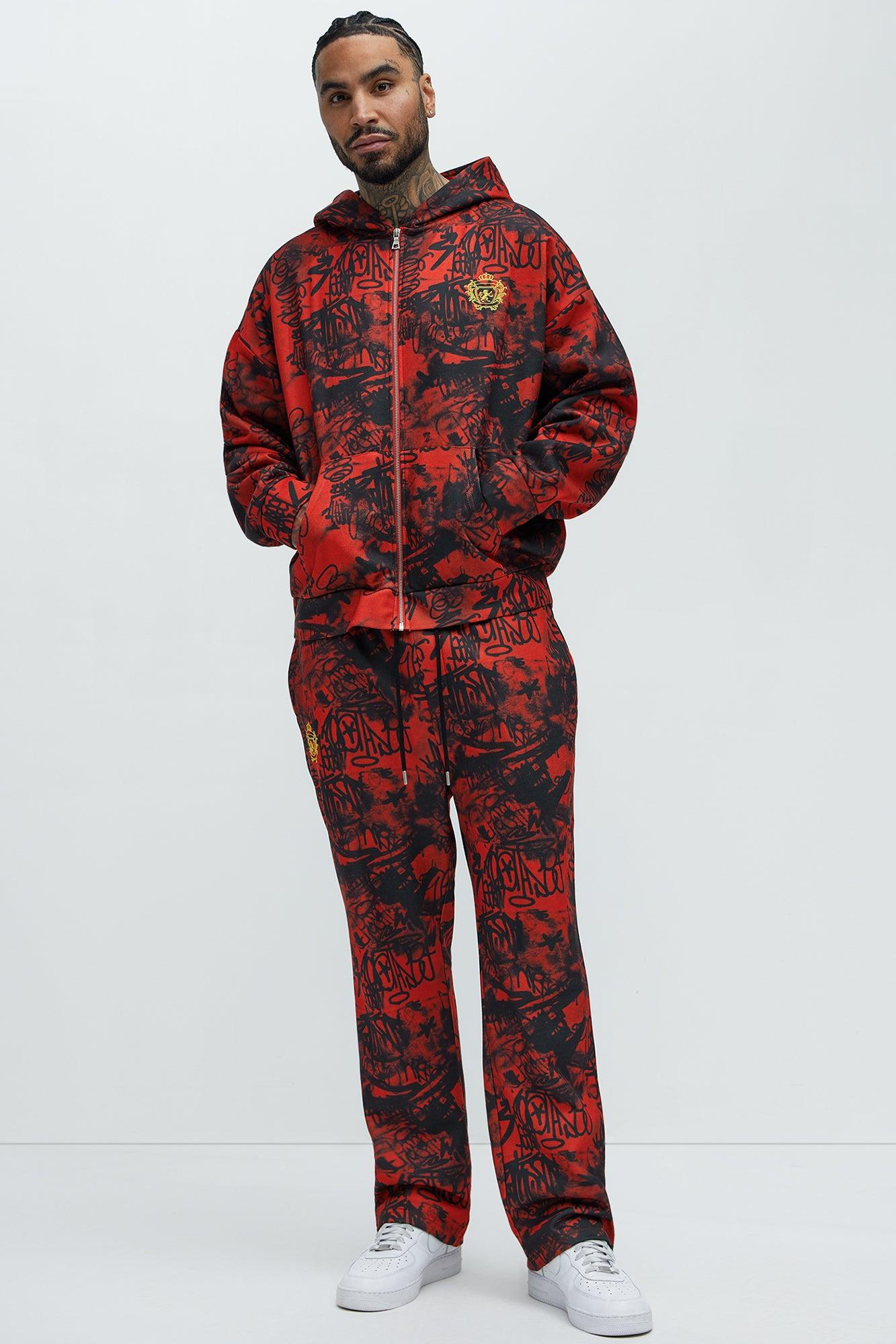 Vandal Straight Graffiti Sweatpants - Red Product Image