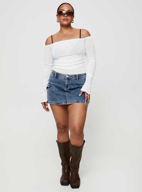 Grishea Low Rise Denim Skirt Product Image