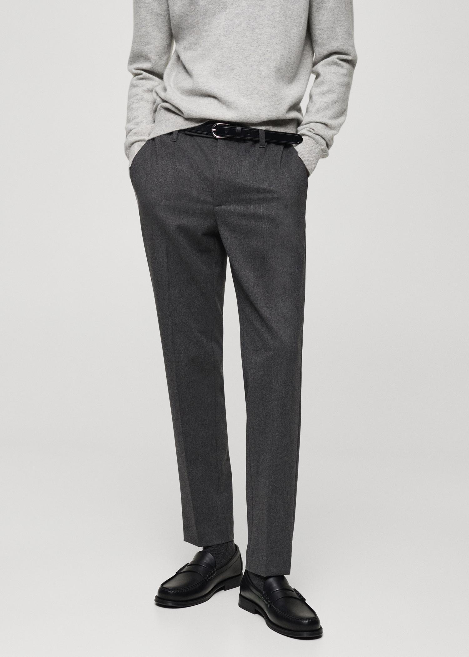 Slim-fit flannel pants - Men | MANGO USA Product Image