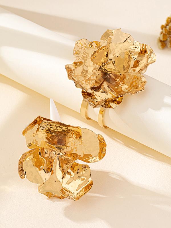 Flower Shape Geometric Shiny Bracelet + Rings Accessories Product Image