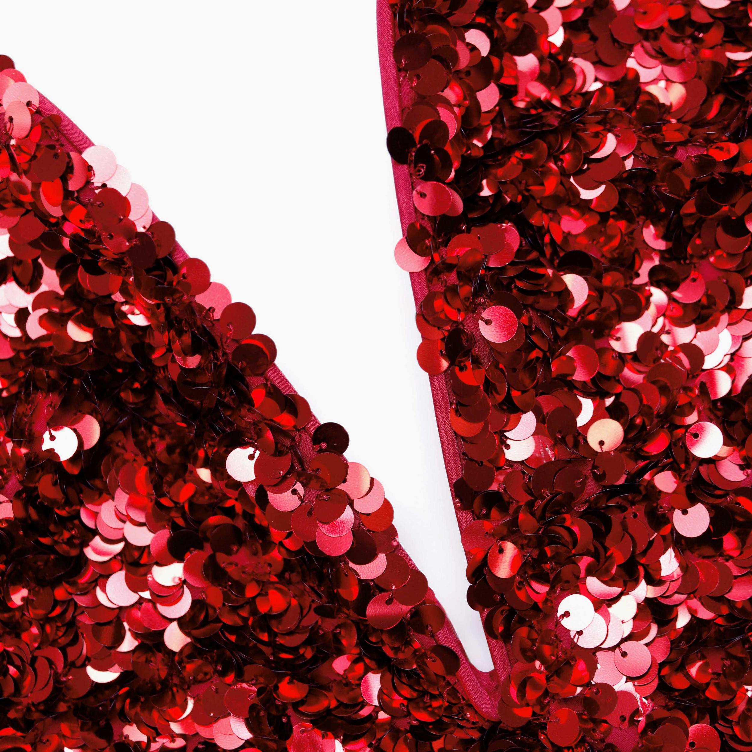 Red 3D Sequin Midi Dress Product Image