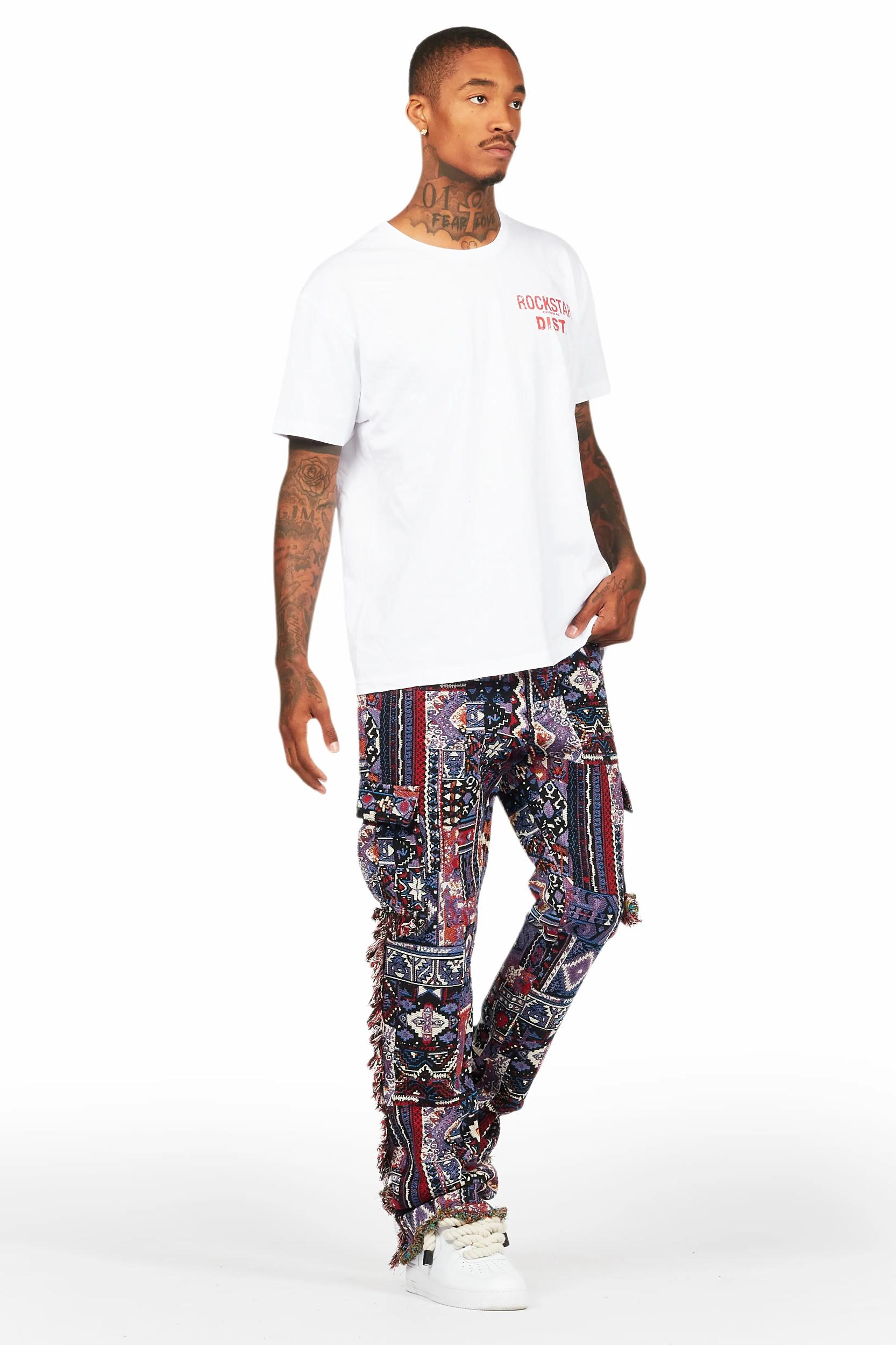 Ayami Purple Slim Tapestry Flare Jean Male Product Image