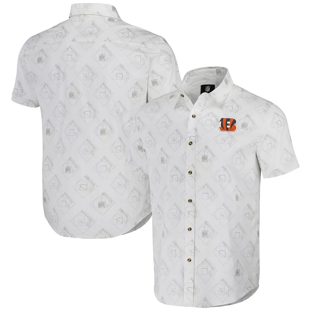 Men's NFL x Darius Rucker Collection by Fanatics White Cincinnati Bengals Woven Short Sleeve Button Up Shirt,  Product Image