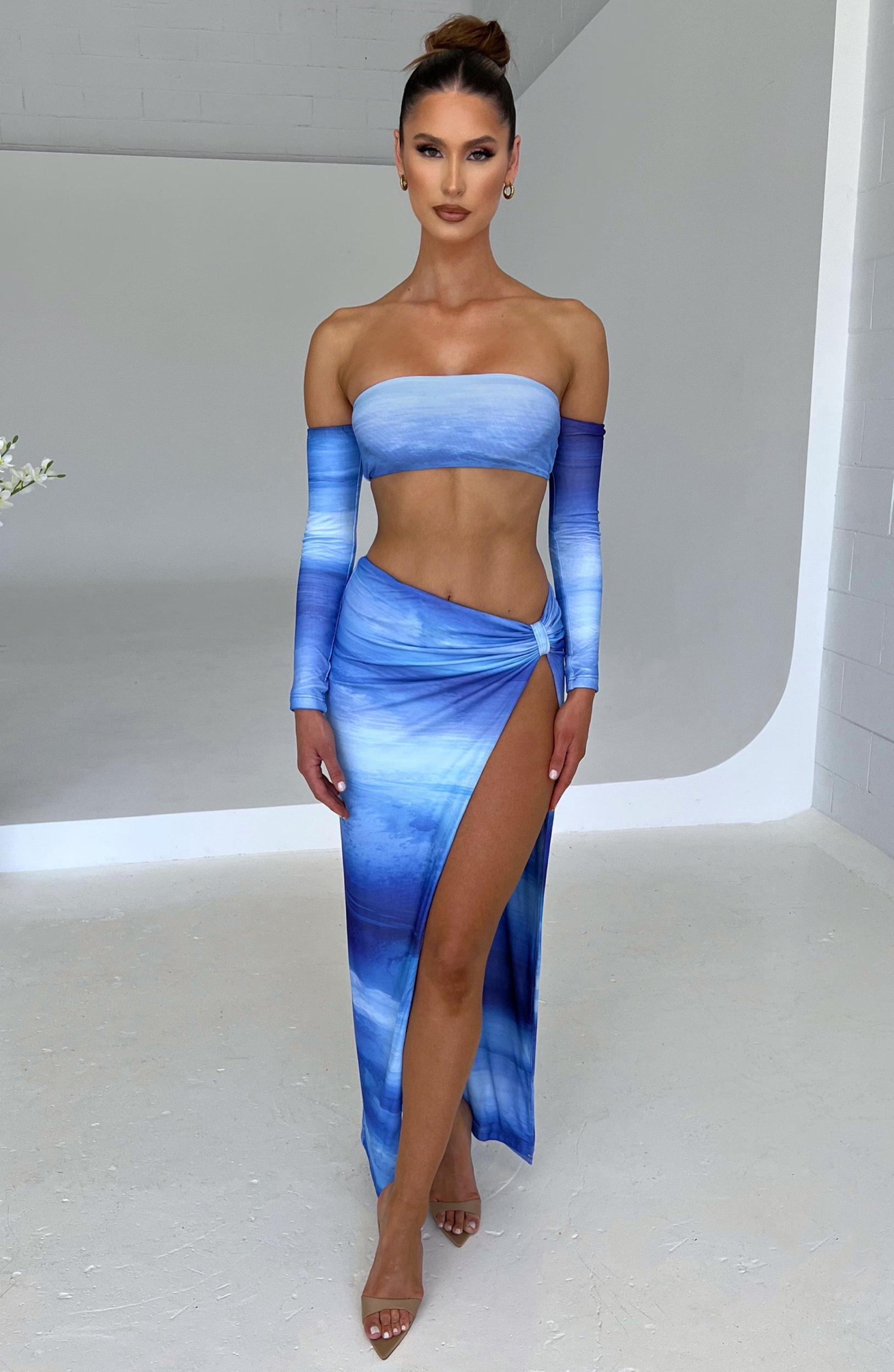 Brynn Maxi Skirt - Blue Haze Print Product Image