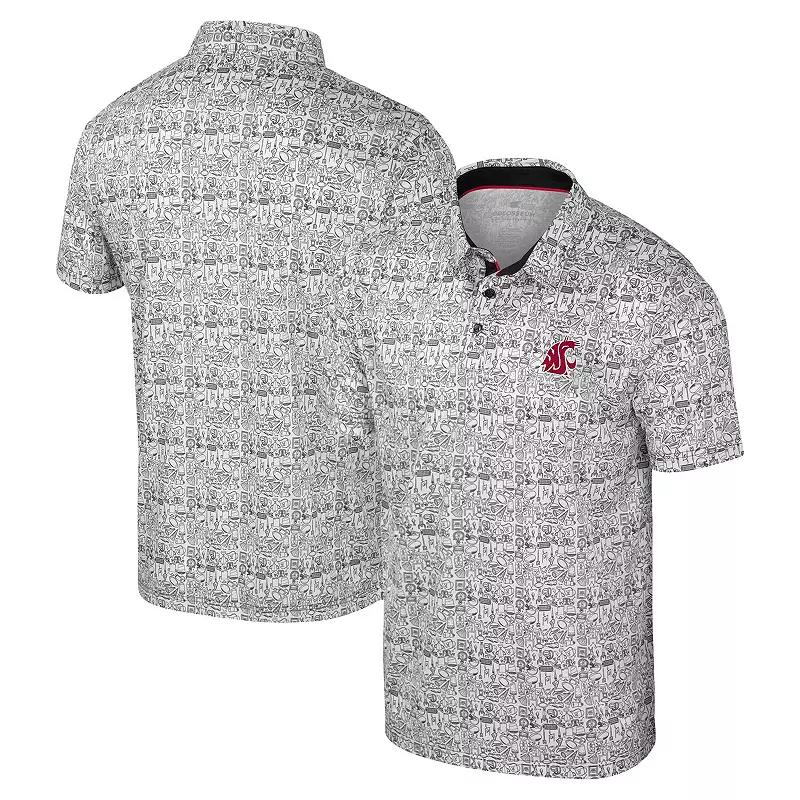 Men's Colosseum Black Washington State Cougars It's Time! Allover Print Polo,  Product Image