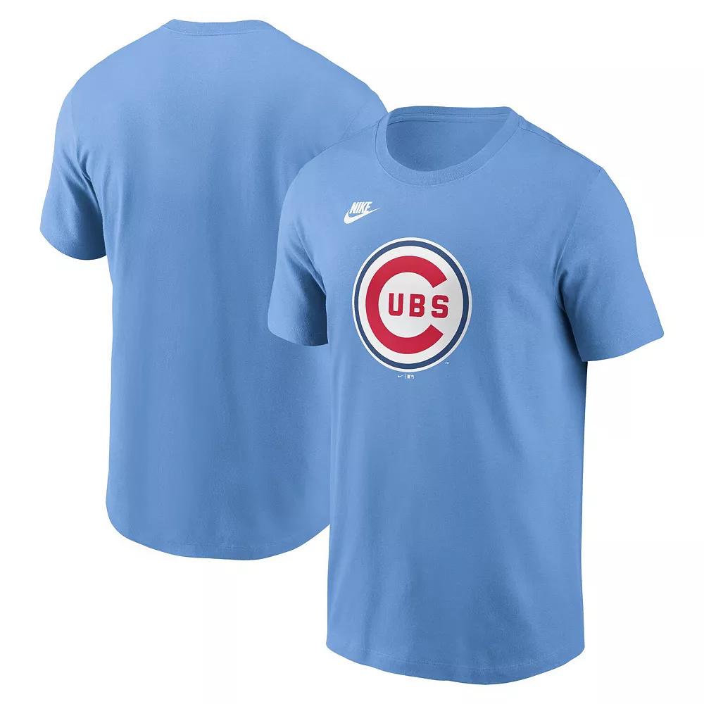 Men's Nike Light Blue Chicago Cubs Cooperstown Collection Team Logo T-Shirt,  Product Image