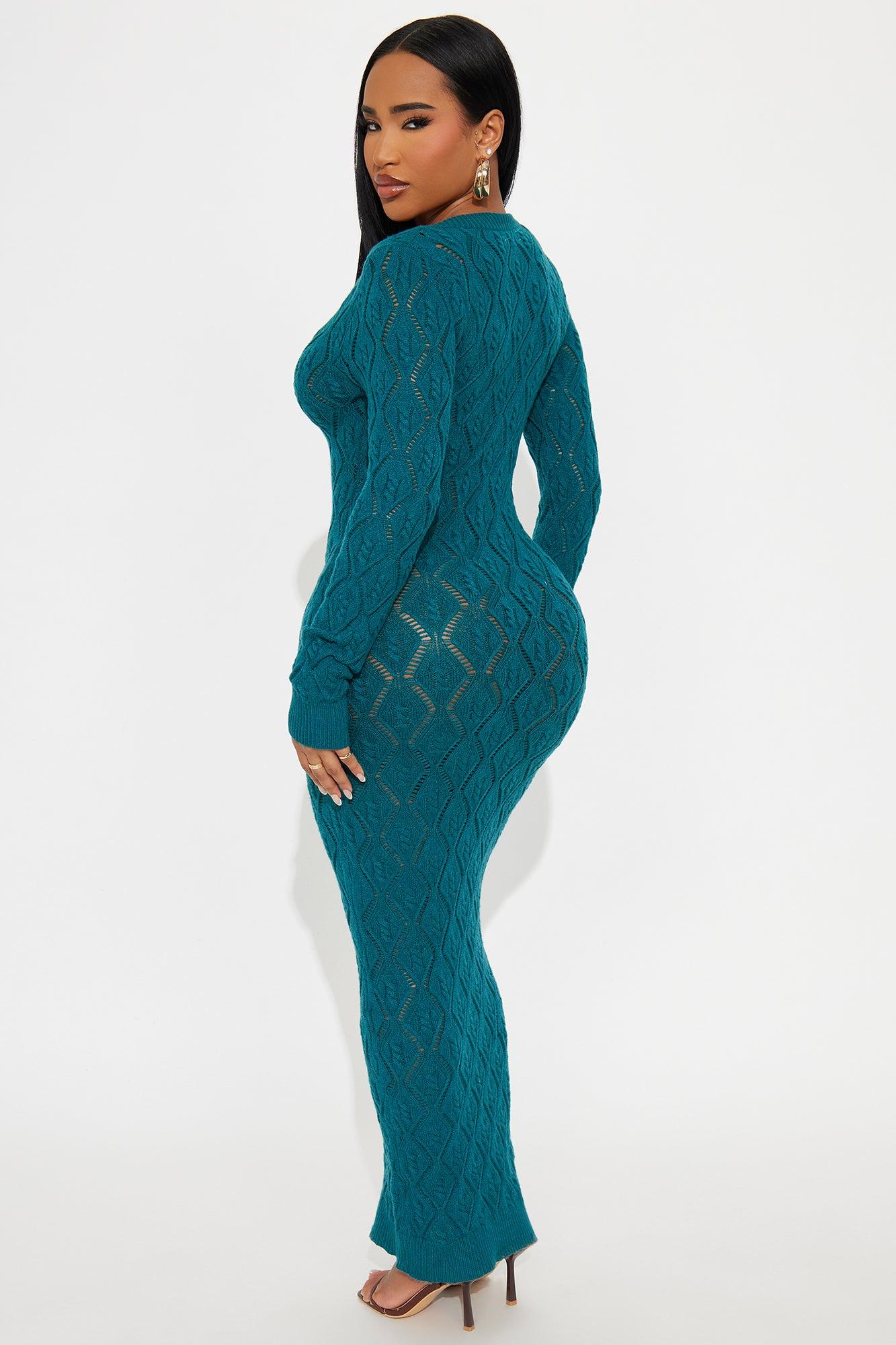 Oriana Sweater Maxi Dress - Teal Female Product Image