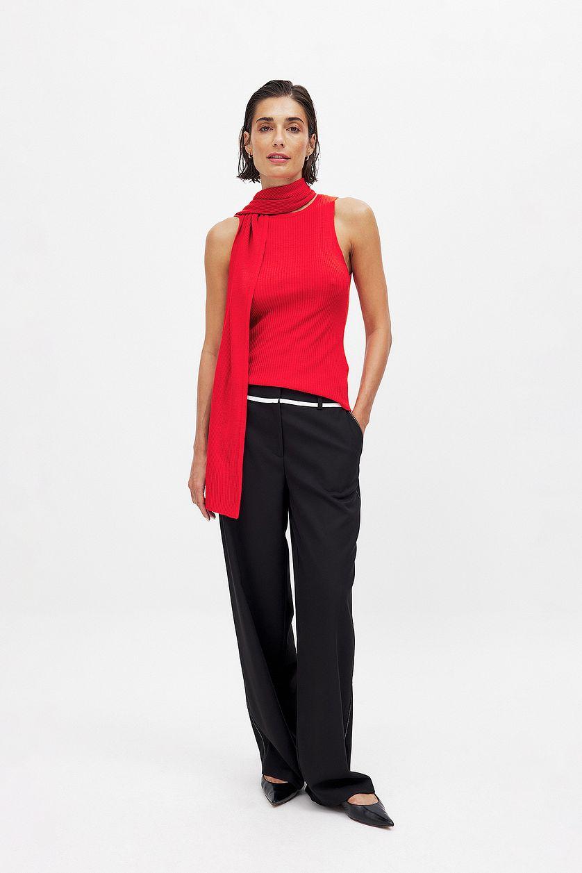 Contrast Detail Mid Waist Trousers Product Image