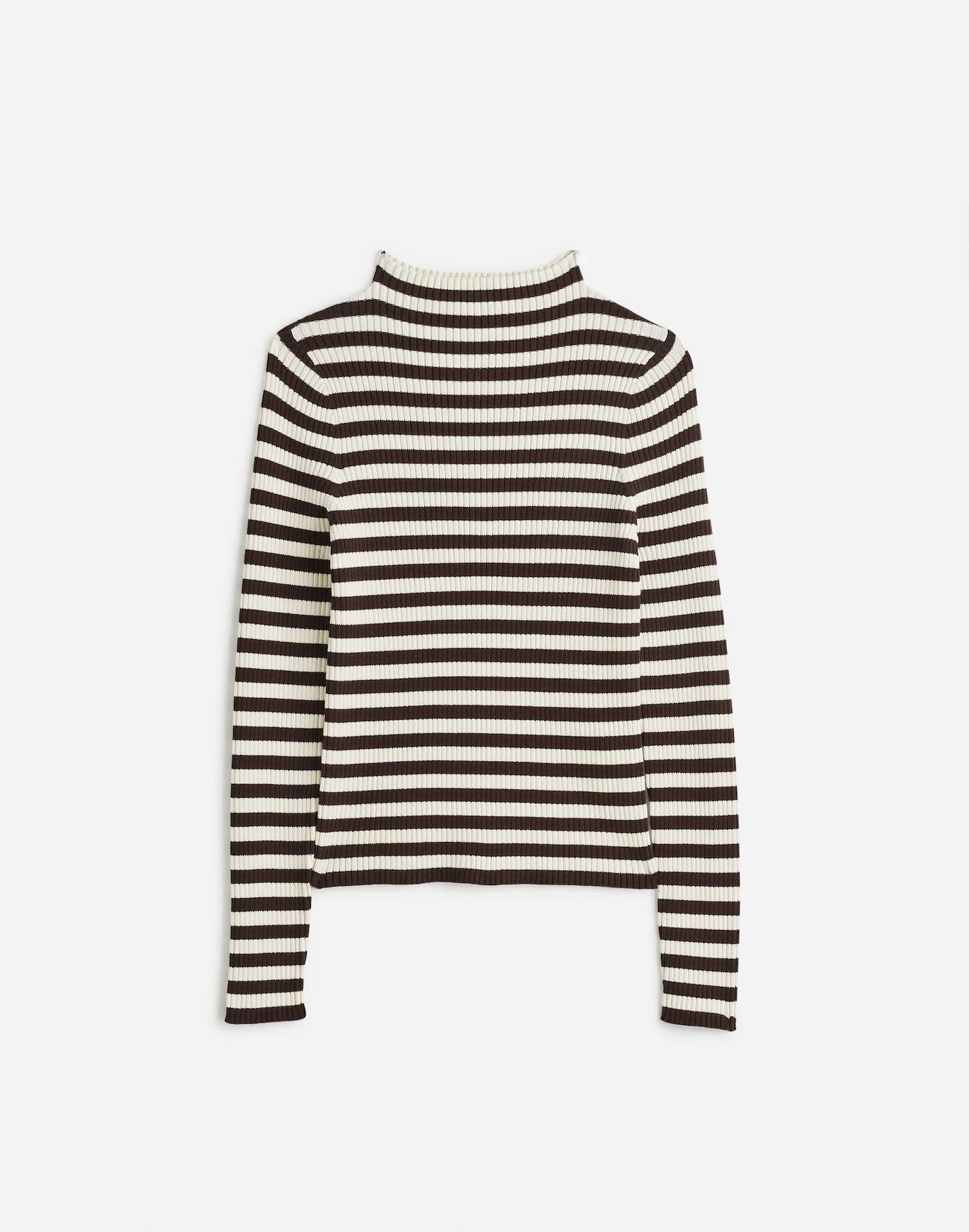 Cotton Mockneck Sweater in Stripe Product Image