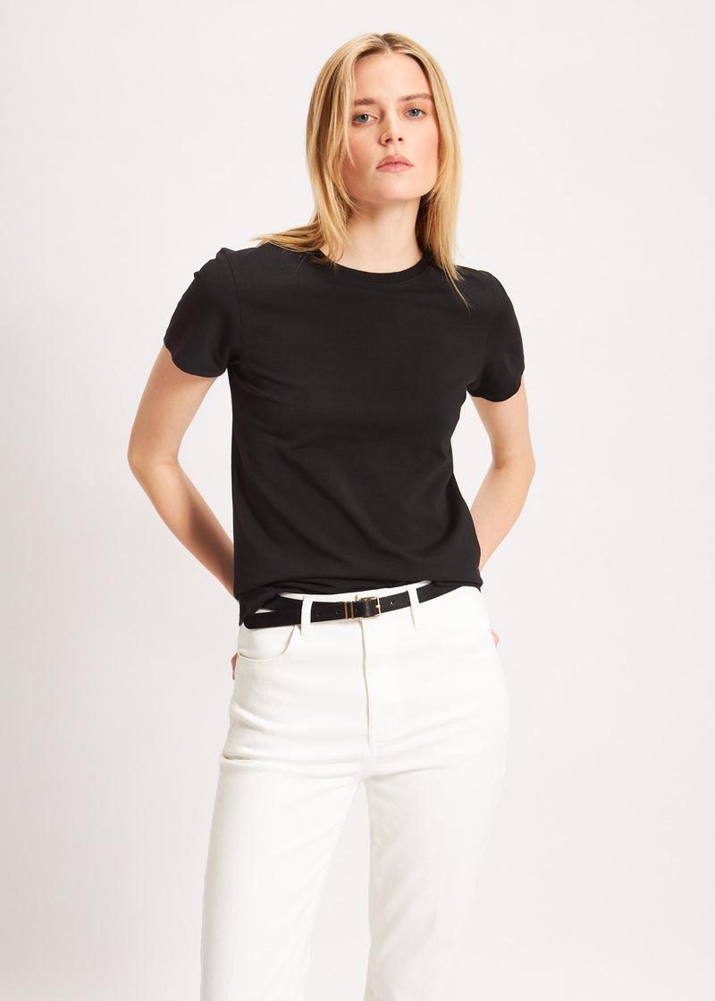 Patrick Assaraf Women's PIMA COTTON STRETCH SLIM T-SHIRT Product Image