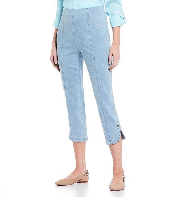 Intro Pull-On Curved Hem Elastic Waist Mid Rise Capri Pants Product Image