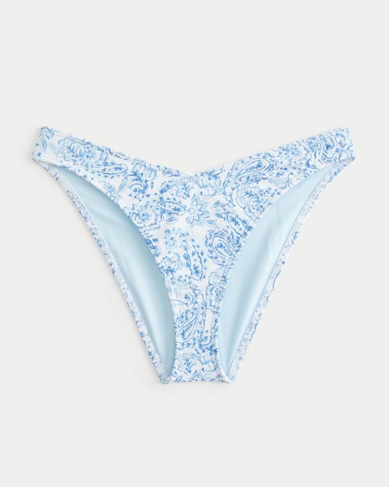 High-Leg V-Waist Jacquard Cheeky Bikini Bottom Product Image