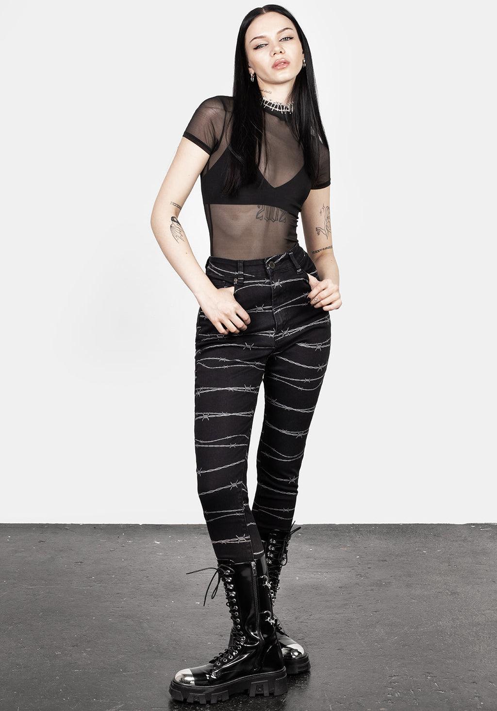 Barbed Denim Skinny Jeans Product Image