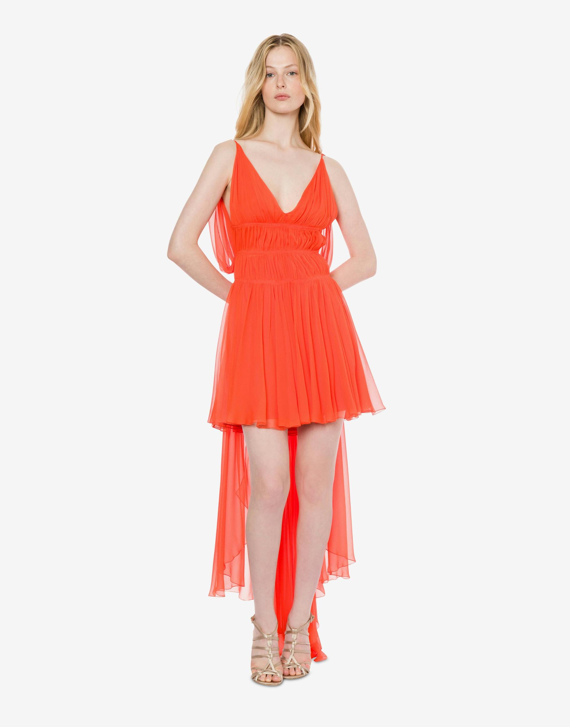 Organic chiffon minidress with drape Product Image