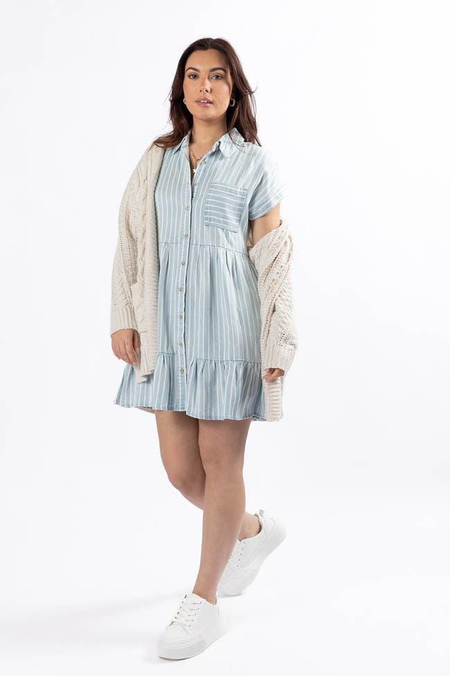 I Told You Striped Chambray Shirt Dress FINAL SALE Product Image