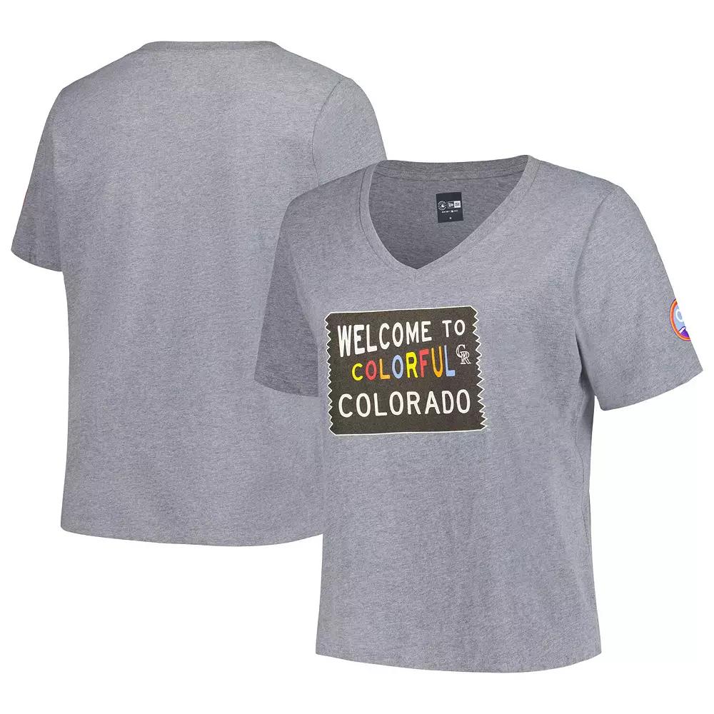 Women's New Era Gray Colorado Rockies City Connect Plus Size V-Neck T-Shirt, Size: 2XL, Grey Product Image