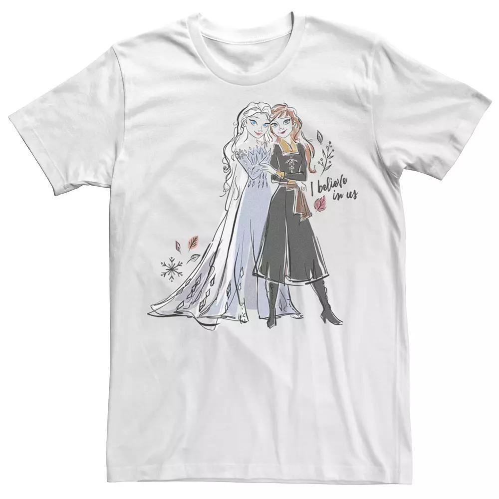 Disney's Frozen Elsa And Anna I Believe In Us Juniors' Boyfriend Graphic Tee, Women's, Size: Large, White Product Image