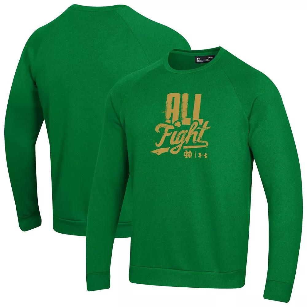 Men's Under Armour Kelly Green Notre Dame Fighting Irish 2024 Irish Wear Green All Fight Rival Fleece Pullover Sweatshirt,  Product Image