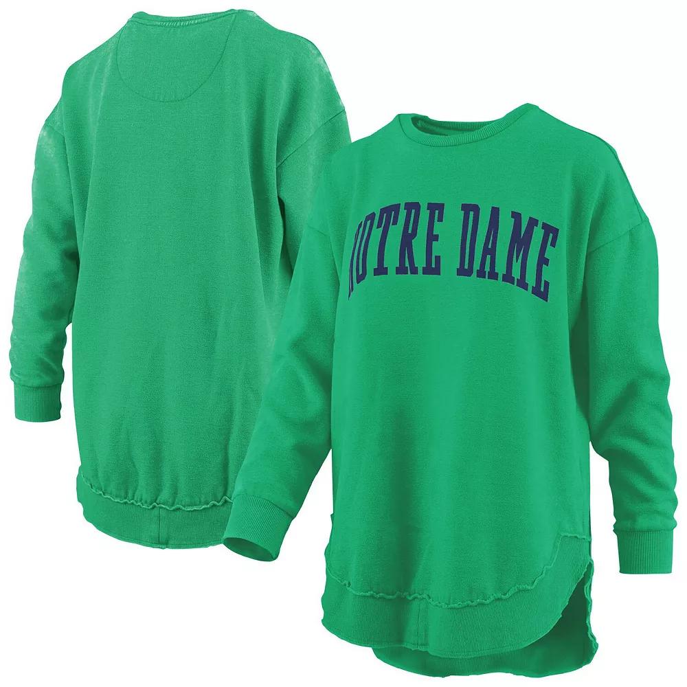 Women's Pressbox Green Notre Dame Fighting Irish Melange Poncho Vintage Fleece Long Sleeve Pullover Sweatshirt,  Product Image
