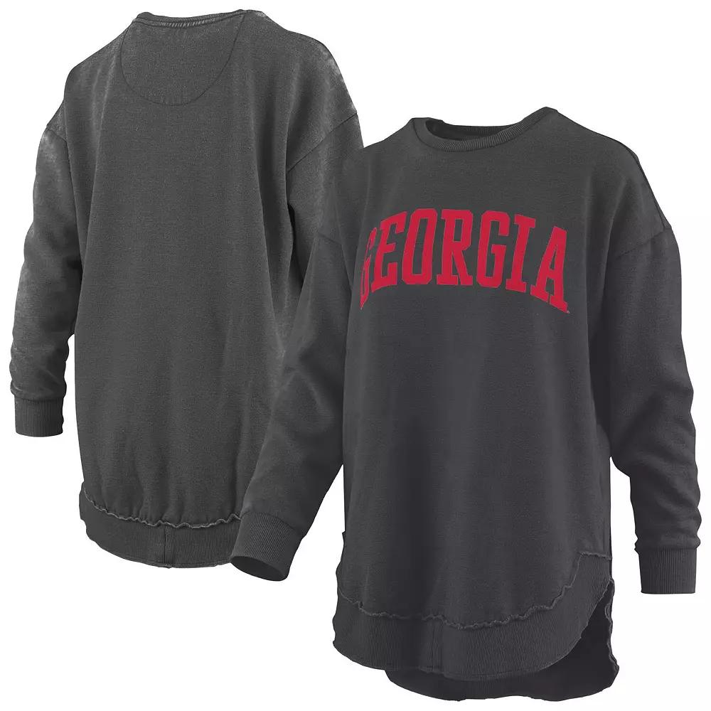 Women's Pressbox Black Georgia Bulldogs Melange Poncho Vintage Fleece Long Sleeve Pullover Sweatshirt,  Product Image