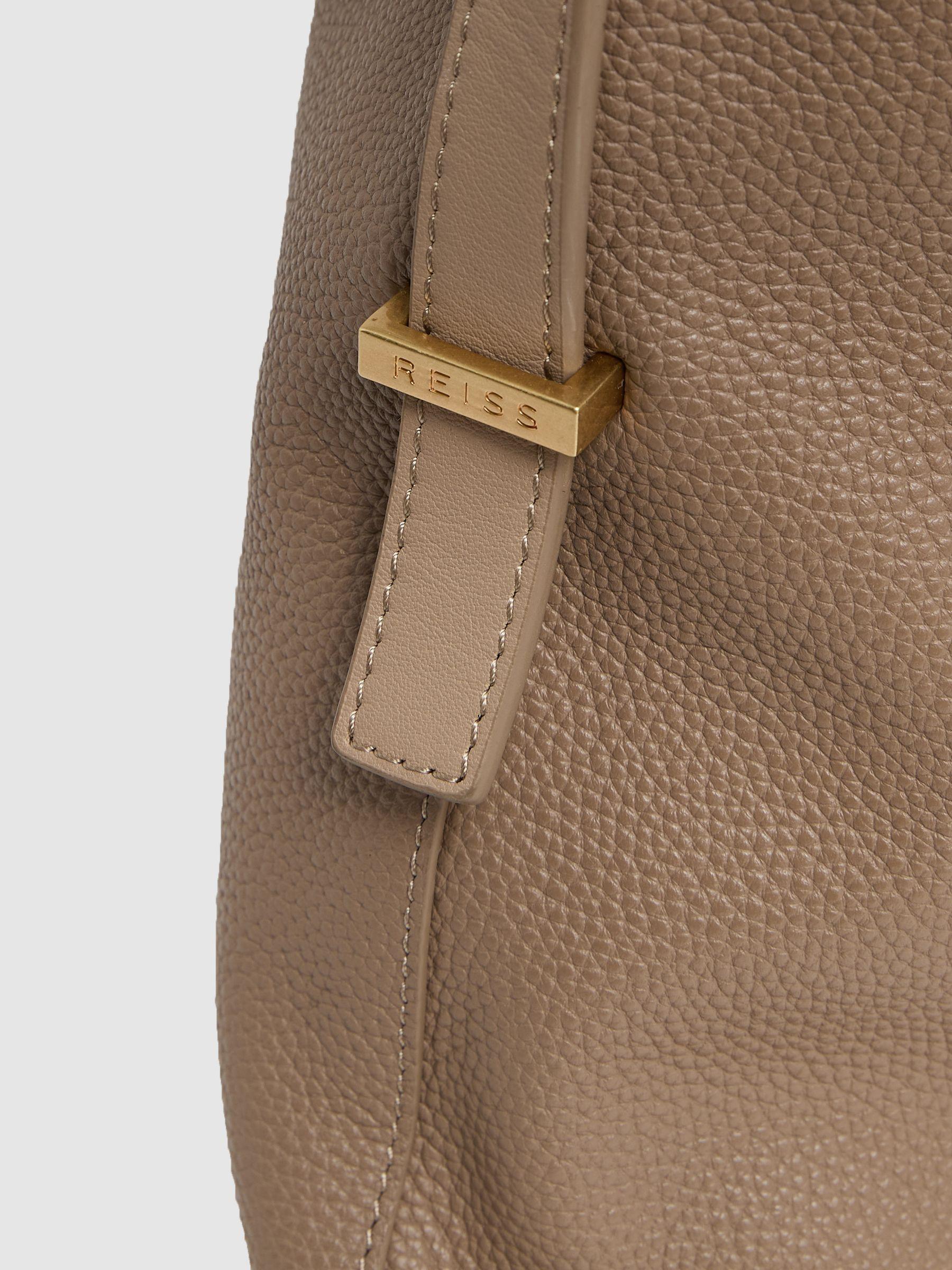 Grained Leather Tote Bag in Taupe Product Image