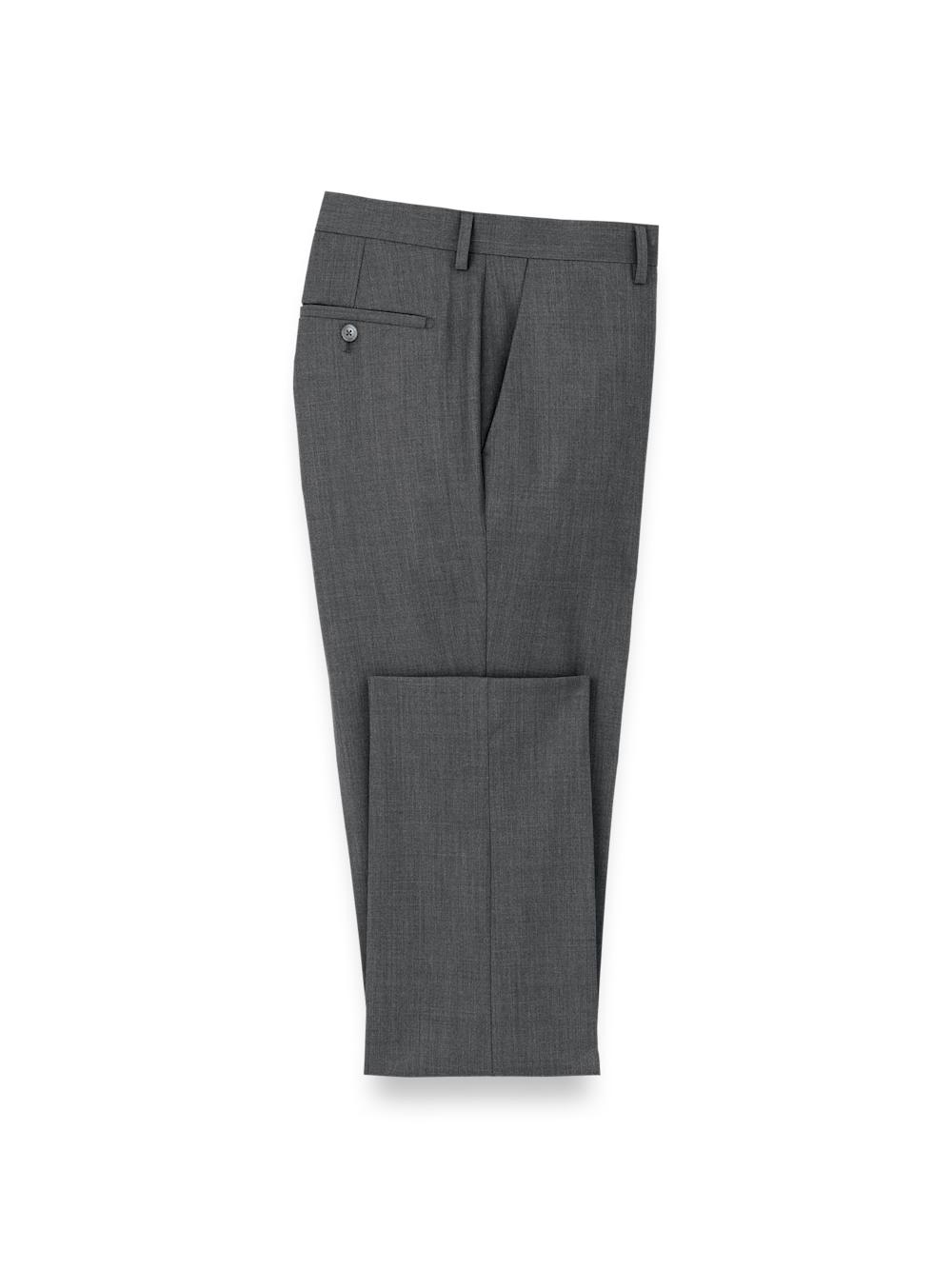 Wool Stretch Bengaline Single Breasted Peak Lapel Suit - Grey Product Image