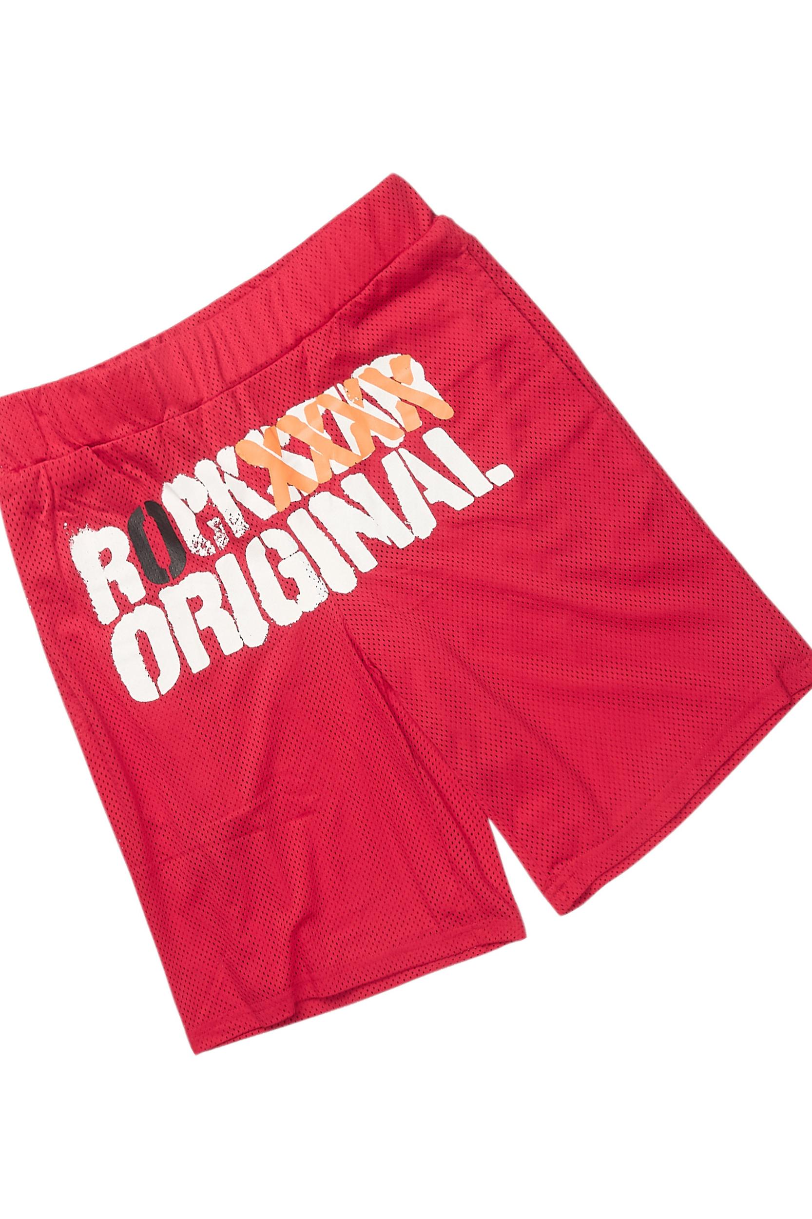 Crown Red Mesh Jersey Short Set Male Product Image