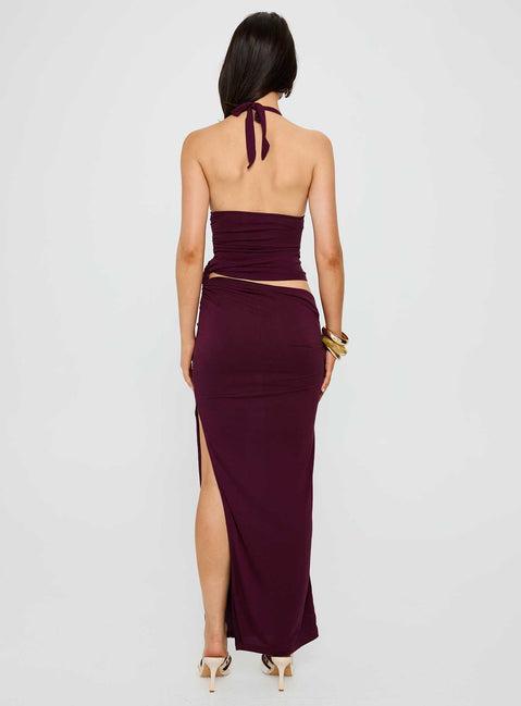 Imeraldia Hardware Halter Maxi Dress Currant Product Image