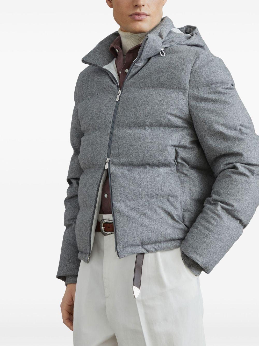 quilted hooded down jacket Product Image