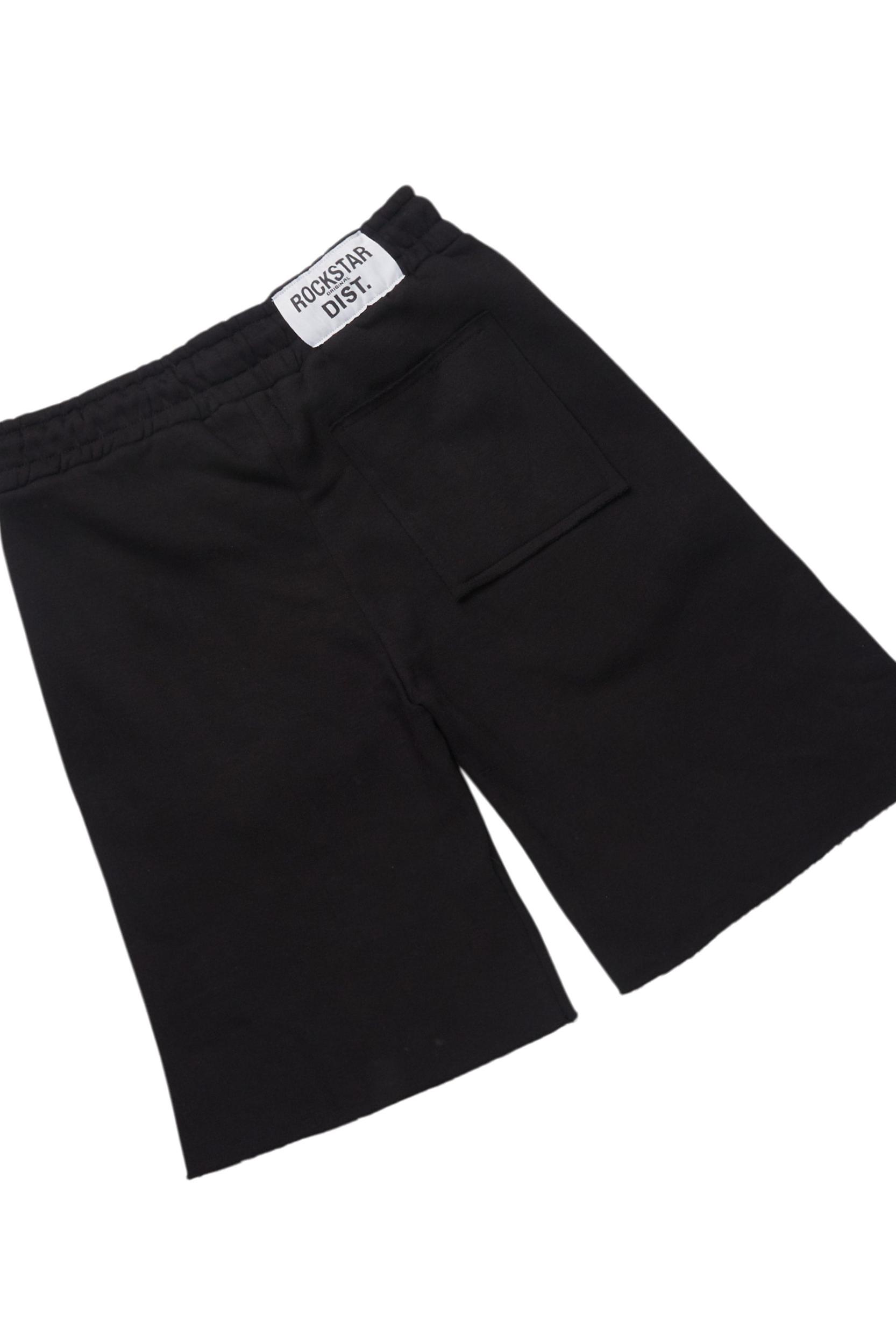 Bubble Black T-Shirt/Raw Edge Short Set Male Product Image