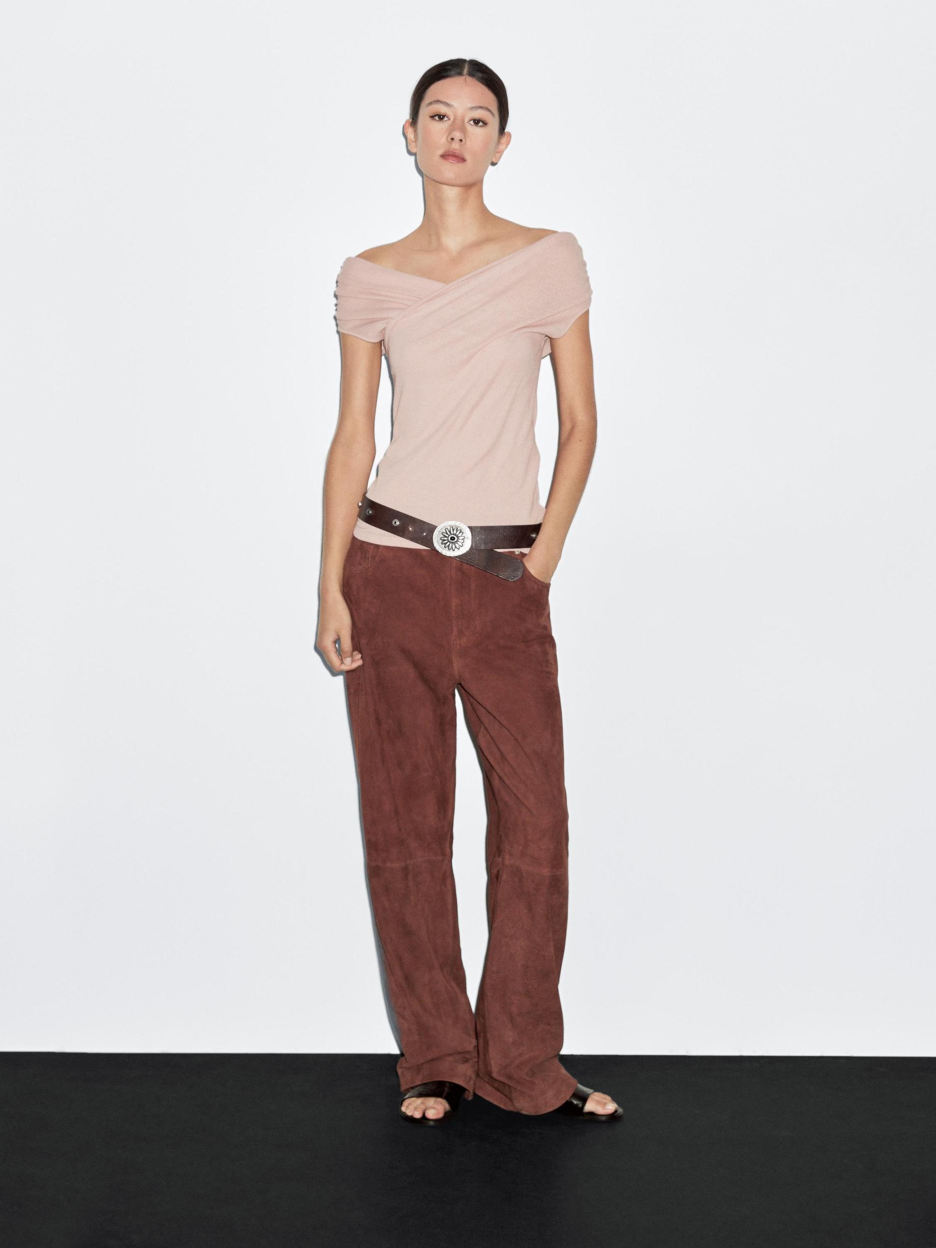 100% cotton surplice boat neck top Product Image