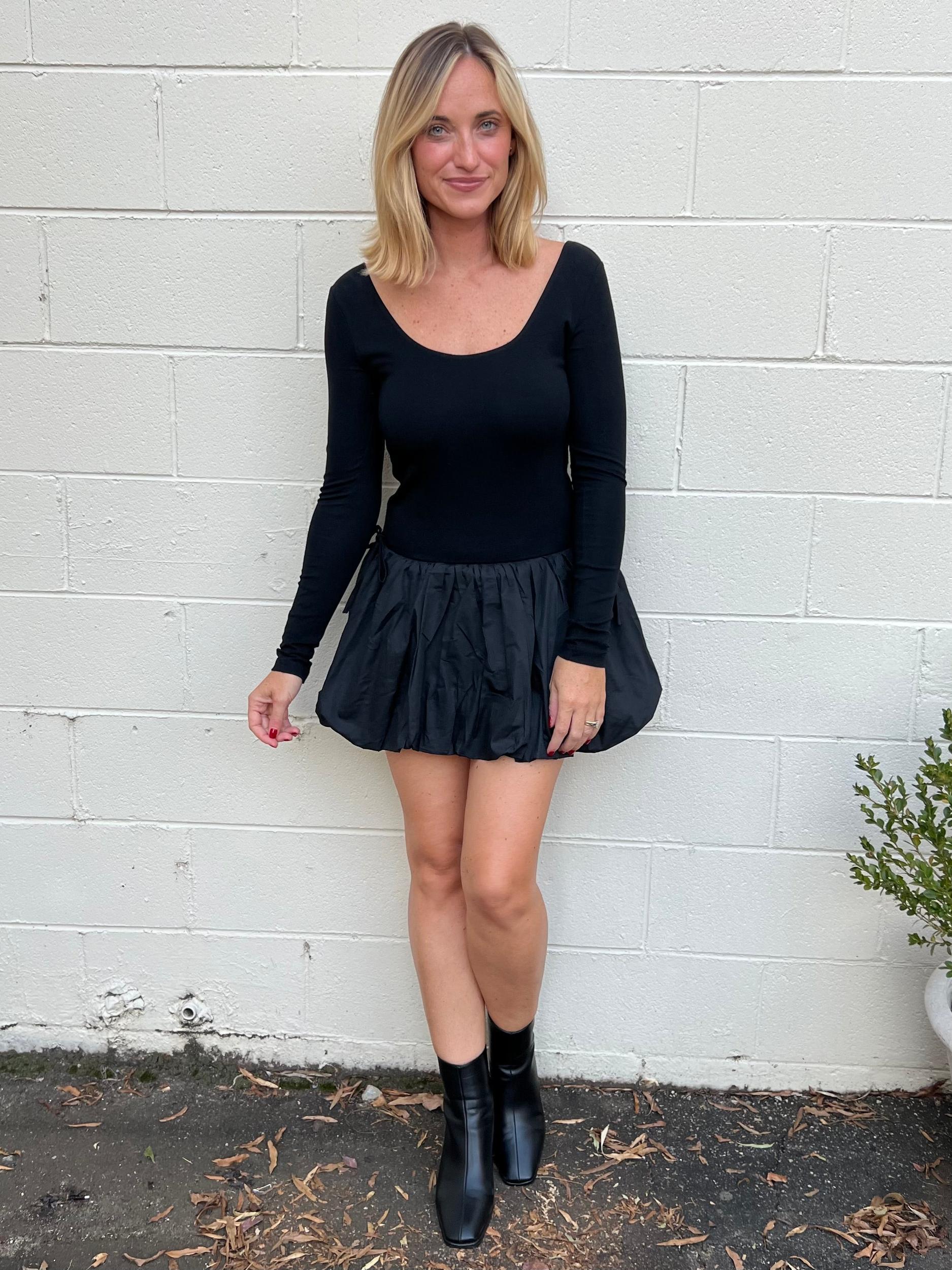 On Point Long Sleeve Bubble Hem Mini Dress Product Image